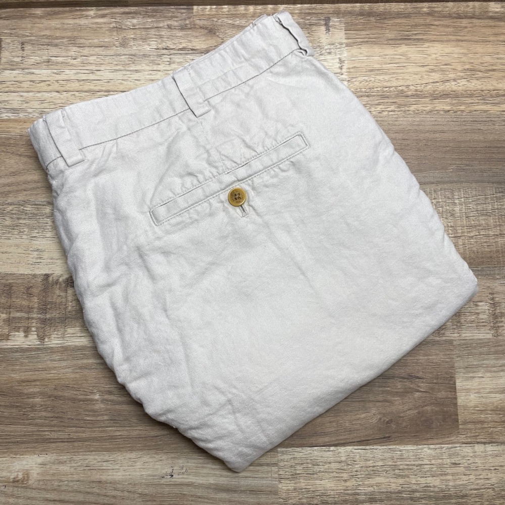Brooks Brothers Baird McNutt Irish Linen Bermuda Shorts Mens 38 Beige Cotton Mix